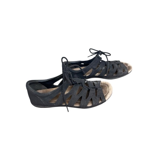 Earth Spirit SZ 7.5 Gigi Sandals Black Ghillie Lace Up Open Toe Gladiator Vegan - Picture 5 of 8